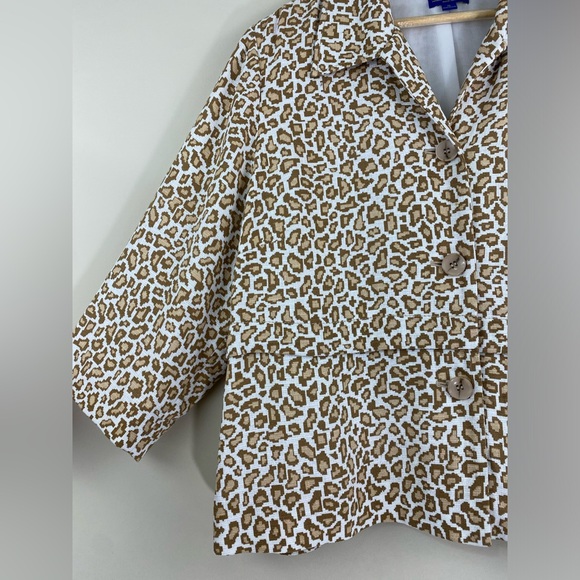 PENDLETON Leopard Print Linen Blend Top Jacket 3/4 Sleeves women’s Size XL NWOT - Picture 4 of 6